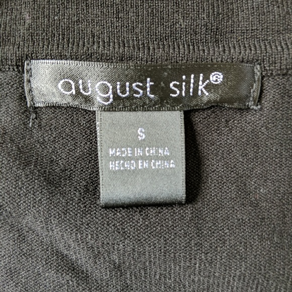 August Silk Women's Silk Ribbed Black Blouse Sz S. - Picture 3 of 5